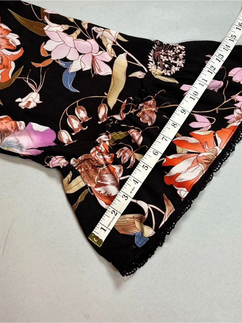 Knox Rose Open Kimono Cardigan Cover Up Sz XL Black Floral Boho 3/4 Bell Sleeve